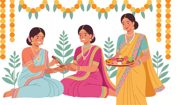 Celebrating Hartalika Teej with joy as women in traditional attire perform rituals, sharing blessings and festive