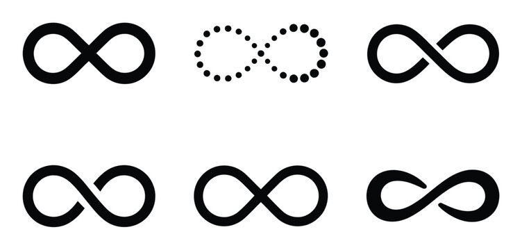 Collection of infinity symbols in various styles and formats