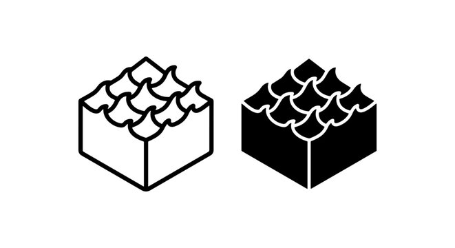 Isometric Wave Icons, Water Surface Symbols, Ocean Texture Graphics