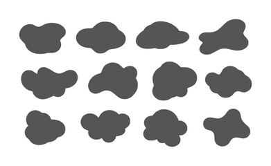 Obraz premium Twelve Dark Gray Organic Blob Shapes White