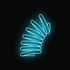 Naklejka premium Bright blue neon light forming a flexible spiral toy on a black background