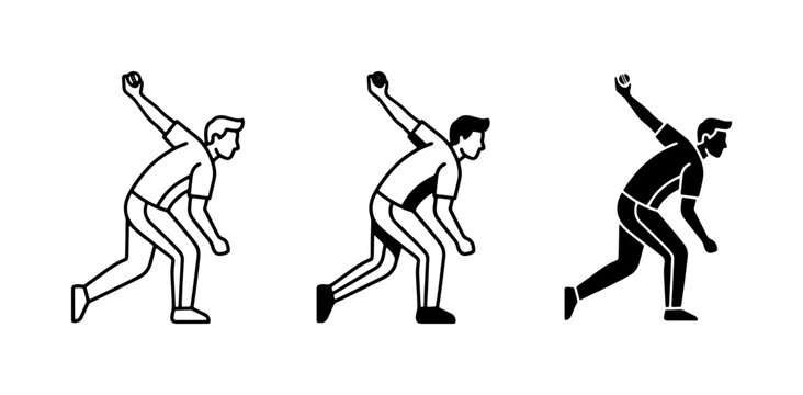 Athlete Pitching, Sports Action, Dynamic Movement, Vector Icons