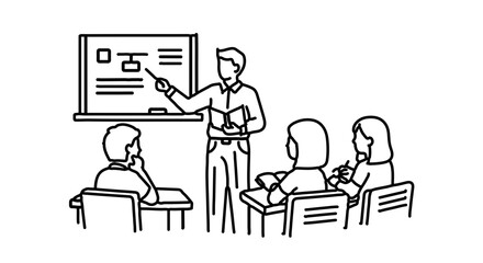 Fototapeta premium Teacher explaining a lesson to students in a classroom