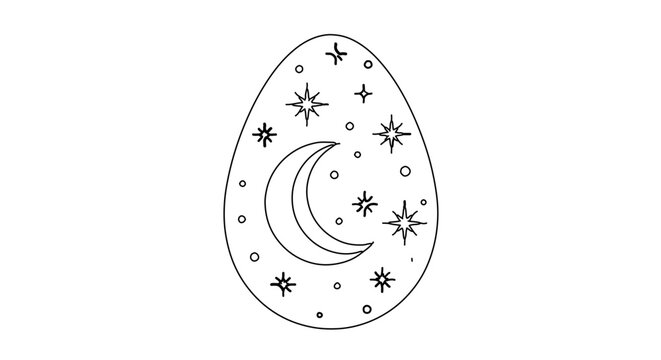 Celestial egg with moon and stars pattern
