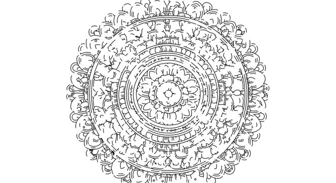 Intricate circular mandala pattern with floral and geometric elements