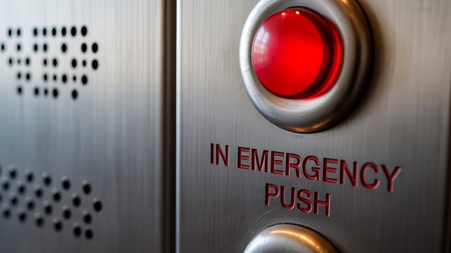  Red emergency push button for urgent alert and safety response system