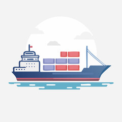 Fototapeta premium Cargo Ship Carrying Containers on the Water.