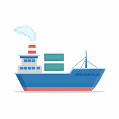 Fototapeta premium Cargo ship illustration transporting goods across the ocean waters.