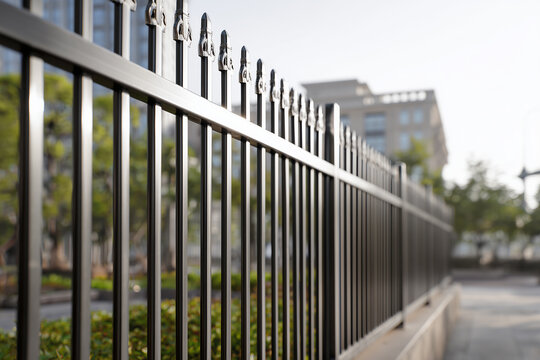 strong metal safety fence with vertical bars