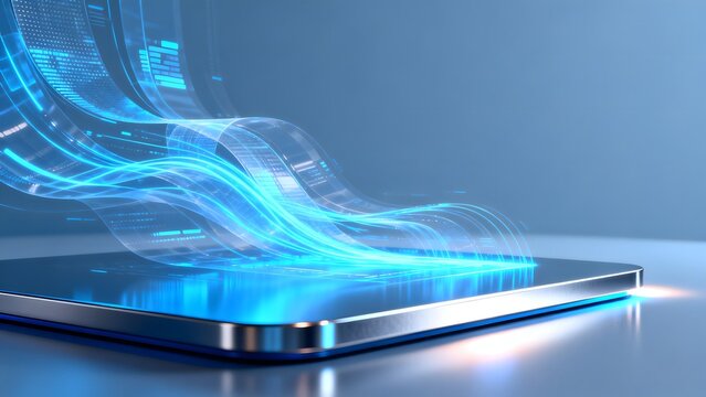 Abstract digital wave on tablet