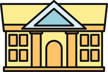 Fototapeta premium Neoclassical building facade with columns and a pediment, symbolizing various public services