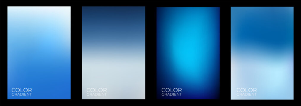 Blue Color Gradient Background Set - Abstract Blurred Vertical Panels with Light to Dark Blue Transitions