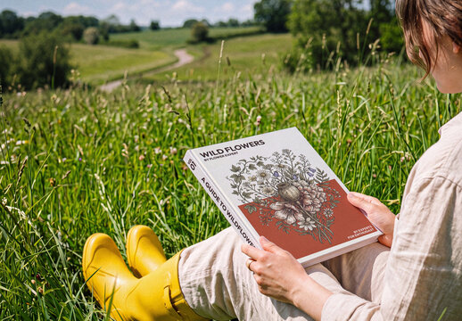 Hardcover Book In Nature Mockup