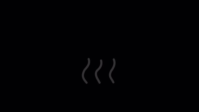 2D vector tea steam effect going upwards direction, coffee smoke effect on transparent background, alpha screen. Simulate thin drizzling steam