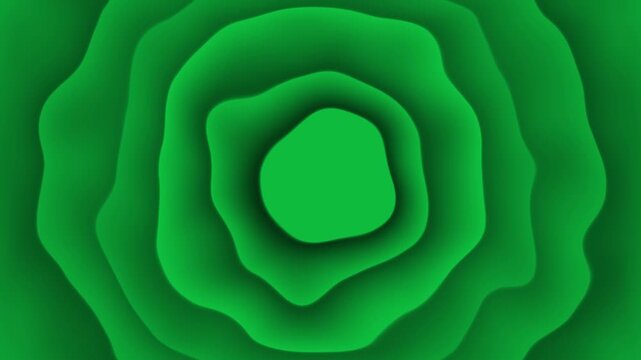 Green organic layered shapes moving in a seamless loop motion background topographic map