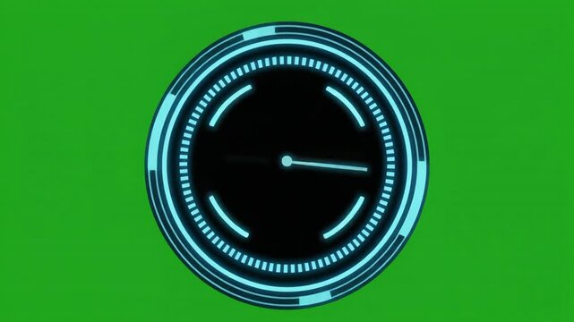 Animated digital clock on a green screen background for video editing and motion graphics
