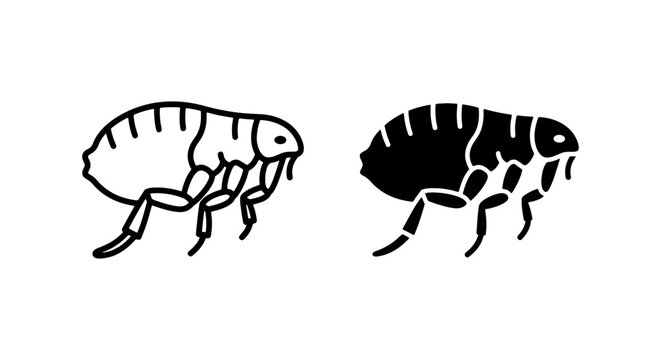 Flea Icons, Insect Vector Graphics, Pest Control Symbols, Black and White