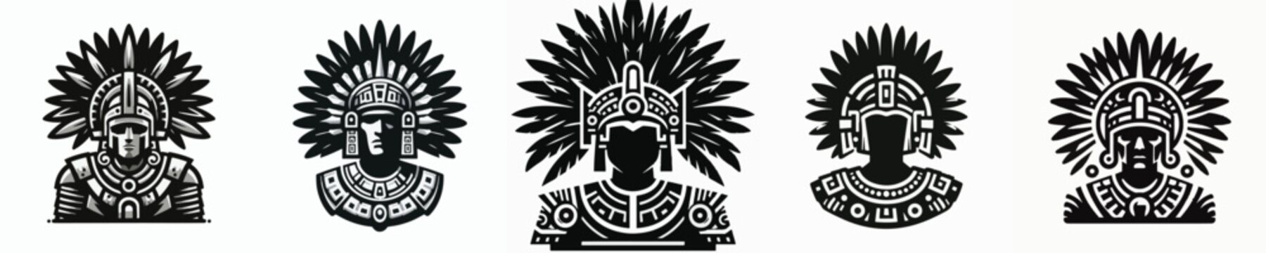 Vector silhouette of aztec warrior