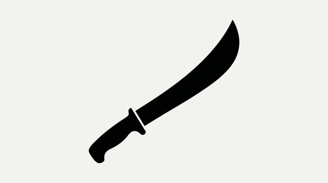 Black Machete Silhouette Isolated on White Background for Design.