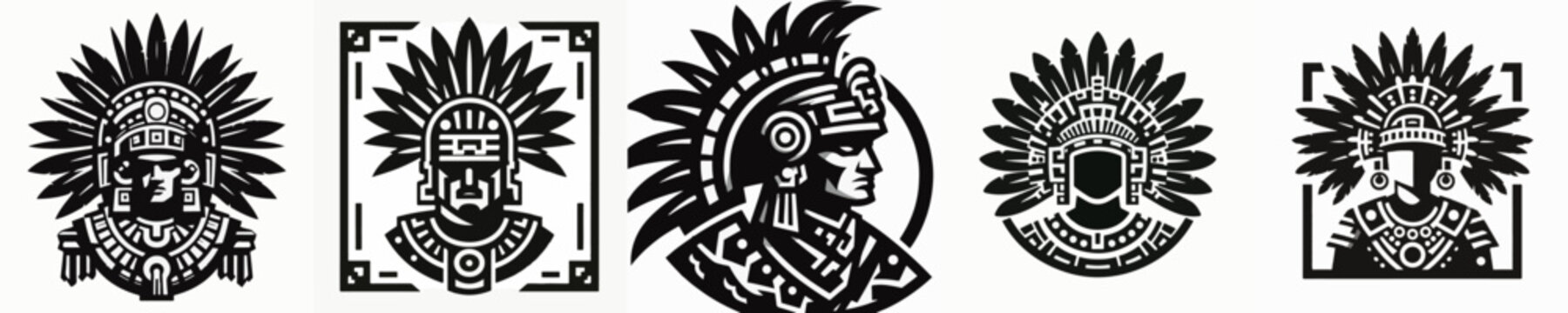 Vector silhouette of aztec warrior