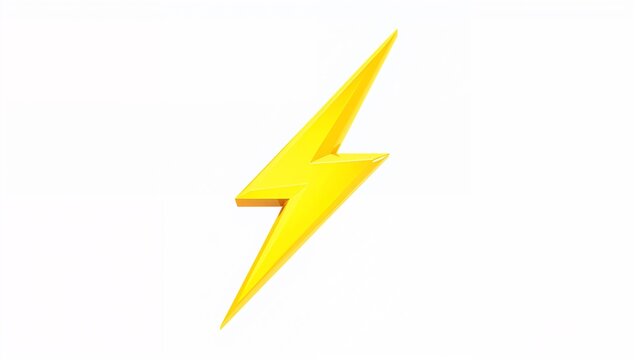 Bright yellow lightning bolt icon symbolizing energy power and technology on white background