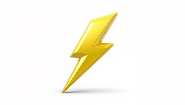 Bright yellow lightning bolt icon symbolizing energy power and electricity on white background