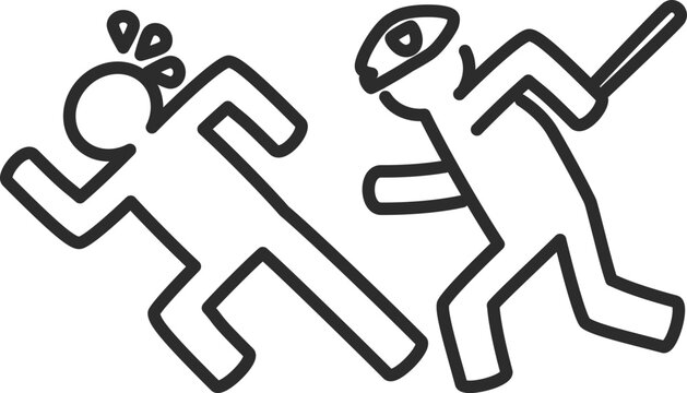 Police Chasing Criminal Pursuit Outline Icon