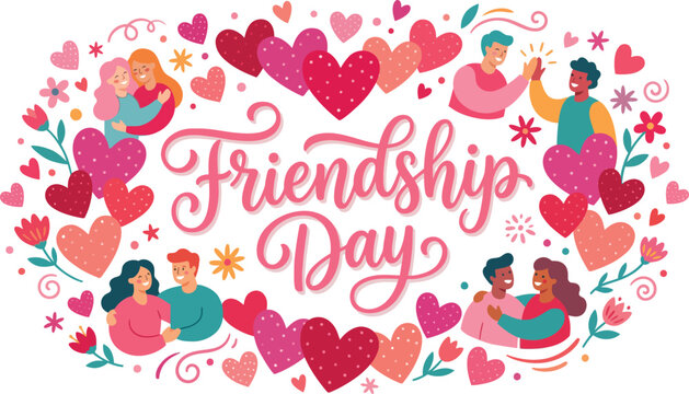 Friendship Day script typography vector