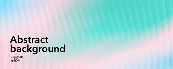 Naklejka na ściany i meble Abstract gradient background with reeded glass texture, modern summer design. Colorful pastel tones in pink, trendy turquoise and light blue create a bright summer mood and modern aesthetic.