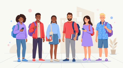 Obraz premium Diverse Group of Young Adults Standing Together.