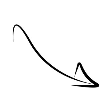 Long descending arrow with sharp turn