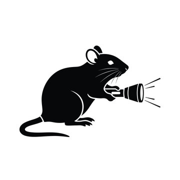 Black silhouette of a curious mouse.