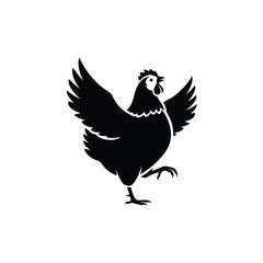 Black Silhouette of a Rooster Bird. © Fera