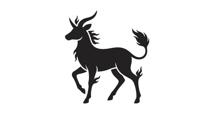 Fototapeta premium Silhouette of a mythical creature with horns and a flowing mane.