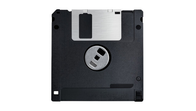 Black 3 5 inch floppy disk with metal shutter and hub