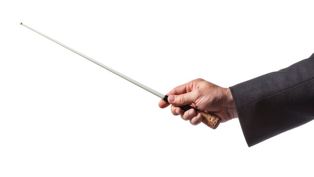 Hand holding conductor baton with cork handle