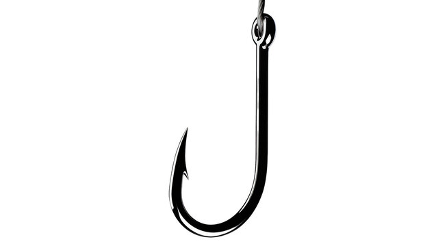 Sharp fishing hook with metal eyelet and barb