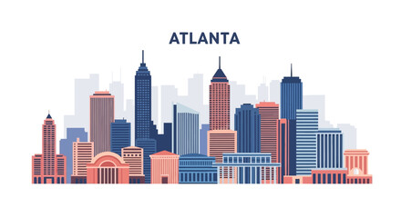 Fototapeta premium Atlanta Skyline - Modern Cityscape Illustration