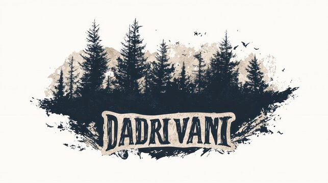A wilderness adventure logo using bold, rough font with elements like rocks and trees.