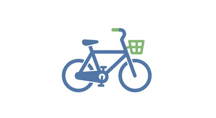 Fototapeta premium A simple flat vector illustration of a blue bicycle with a green basket