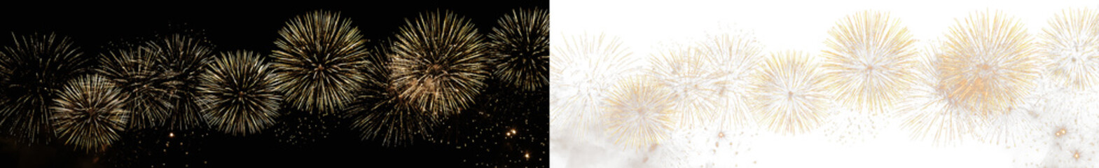 Obraz premium luxury gold fire flashes repeating across panoramic space for cinematic winter holiday entertainment