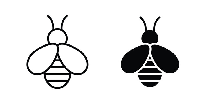 Bee icon solid Icon Design Concept. Line icons
