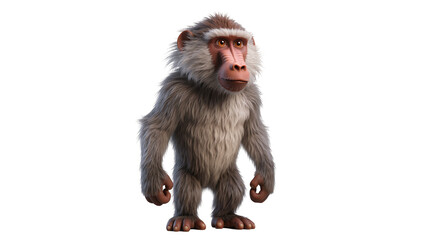 Baboon primate standing upright with furry body and pink face © Michal