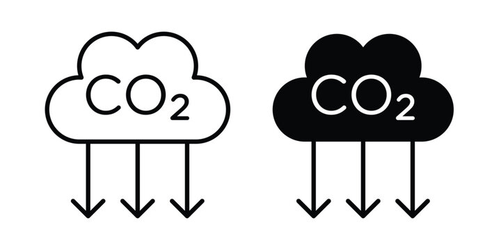 carbon reduction icon solid Icon Design Concept. Line icons