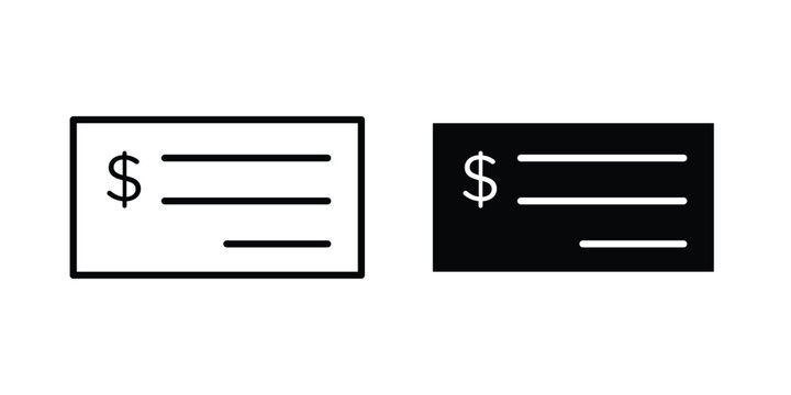 Cheque icon solid Icon Design Concept. Line icons
