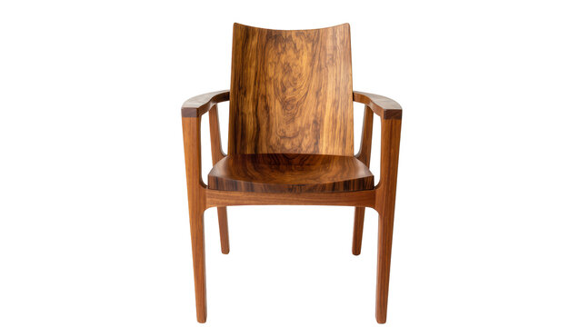 Wooden armchair with curved back and seat, natural grain