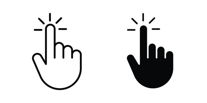 Click Hand icon solid Icon Design Concept. Line icons