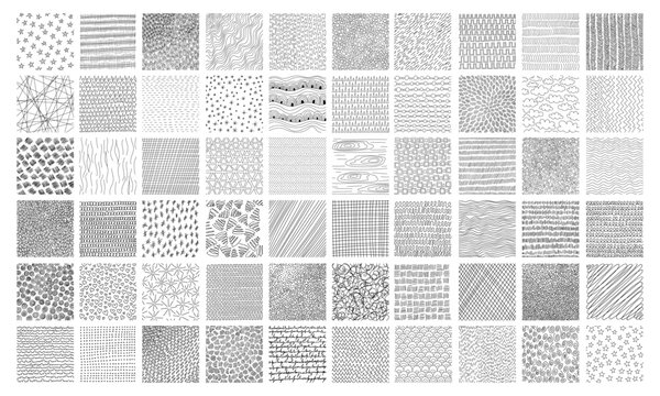 Crosshatch textures featuring hand-drawn line work and doodle pattern vector illustration set. Pencil texture backgrounds with diagonal hatching strokes. Ideal for doodle designs crosshatch graphics.