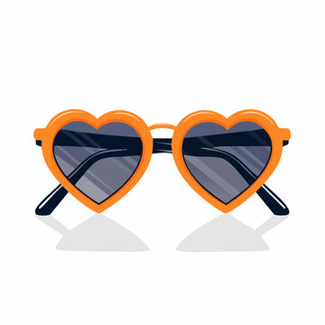 Heart-shaped sunglasses with orange frames