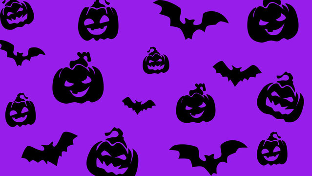 seamless pattern purple with halloween pumpkins